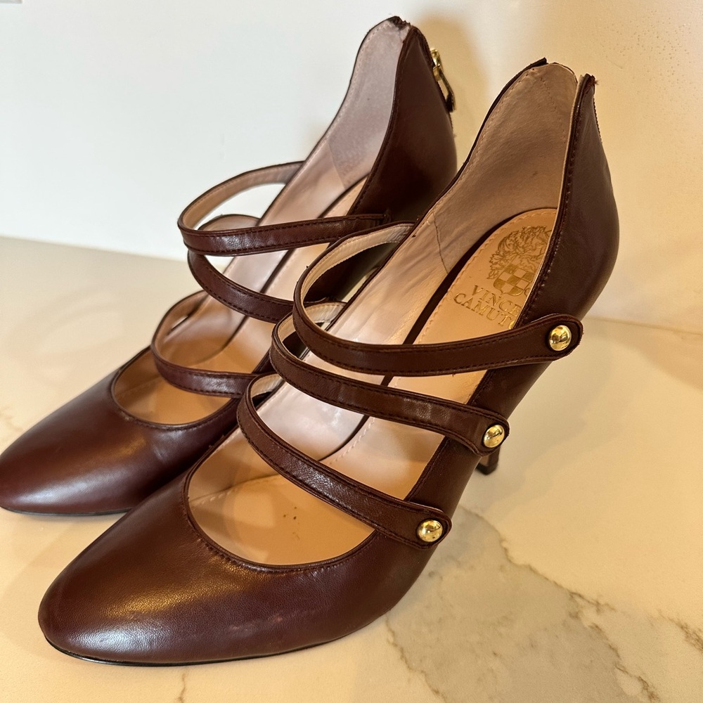 Vince Camuto Brown Leather Women's Shoes - Picture 2 of 5